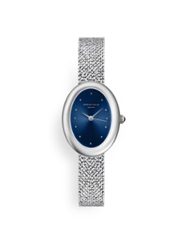 Rosefield Dames Ovale horloge in de kleur OVNSMS-OV25 - zilver, maat: 22x29MM