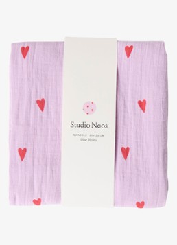 Studio Noos Meisjes Lilac Hearts hydrofiele doek met print in de kleur Paars, maat: 120x120