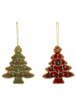 Mica Decorations Kerstboom kersthanger 12 cm set van 2 Rood - Deal