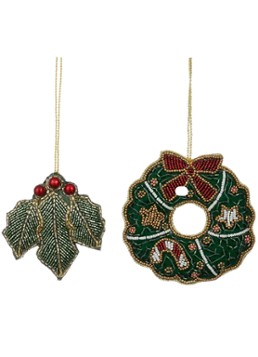 Mica Decorations Krans kersthanger 9 cm set van 2 Groen - Deal