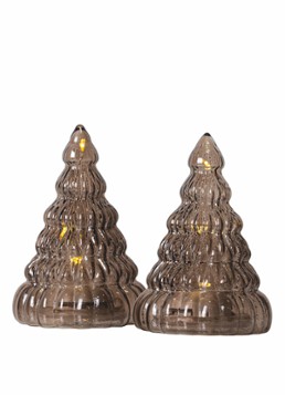 Sirius Lucy Tree kerstornament met LED verlichting 9 cm set van 2 Bruin - Deal