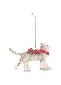 Meander Schaatsende kat kersthanger 6,5 cm Rood - Deal