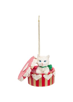 Meander Kat in doos kersthanger 5,5 cm Rood - Deal