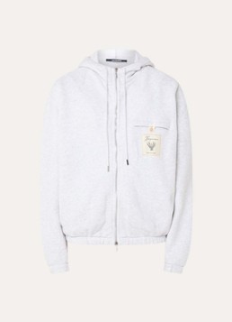 Jacquemus Heren Sweatvest met capuchon en logoborduring in de kleur Grijsmele, maat: M