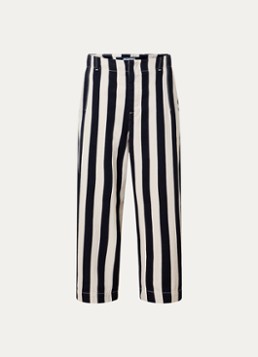 Jacquemus Heren Le Parasol loose fit jeans met streepprint in de kleur Donkerblauw, maat: 30
