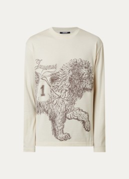 Jacquemus Heren T-shirt met logoprint in de kleur Beige, maat: S