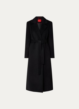 Max & Co Dames Mantel van wol met strikceintuur in de kleur Zwart