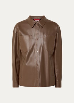 Max & Co Dames Furio blouse van imitatieleer met borstzakken in de kleur Bruin
