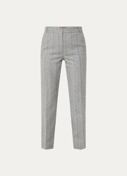 Max & Co Dames Svezia mid waist slim fit pantalon in wolblend met visgraatdessin in de kleur Grijsmele