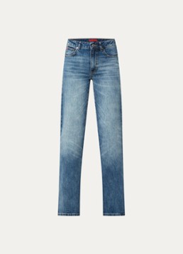 Max & Co Dames Cablo high waist wide leg jeans met medium wassing in de kleur Donkerblauw
