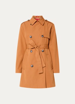 Max & Co Dames Aris double-breasted trenchcoat met strikceintuur en steekzakken in de kleur Oranjebruin