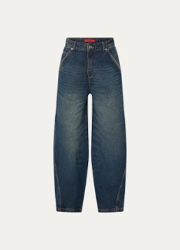 Max & Co Dames High waist balloon fit jeans met donkere wassing en schoudertas in de kleur Indigo