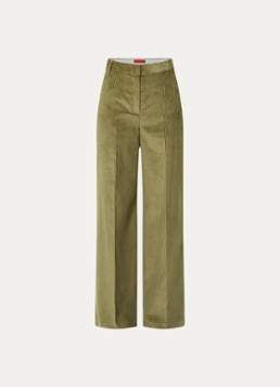 Max & Co Dames Cane high waist flared fit pantalon van corduroy in de kleur Mosgroen
