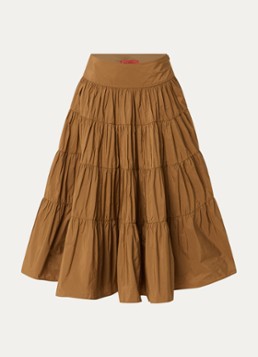 Max & Co Dames Getti midi A-lijn rok met volant in de kleur Camel