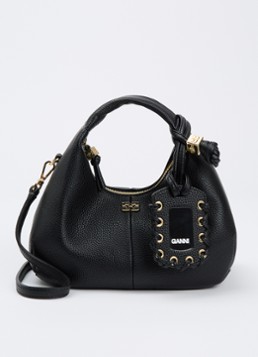 Ganni Dames Hobo Mini handtas met afneembare schouderriem in de kleur Zwart, maat: OS
