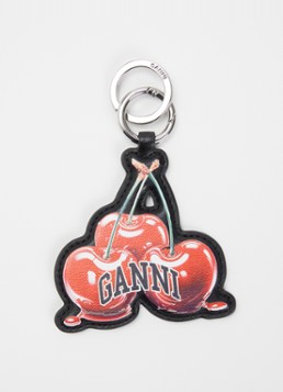 Ganni Dames Cherry sleutelhanger van leer in de kleur Kersenrood, maat: 1MAAT
