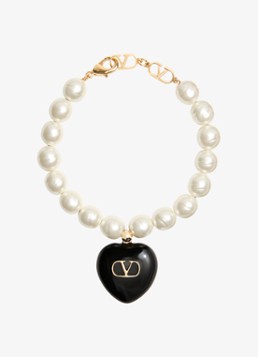 Valentino Garavani Dames Coeur Royal parelarmband met hanger in de kleur Zwart