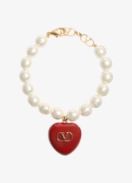 Valentino Garavani Dames Coeur Royal parelarmband met hanger in de kleur Rood