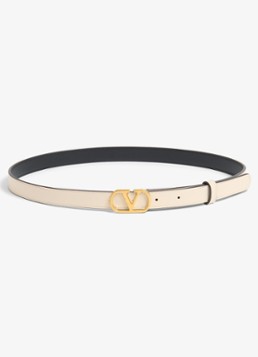 Valentino Garavani Dames VLogo Signature riem van kalfsleer in de kleur Creme