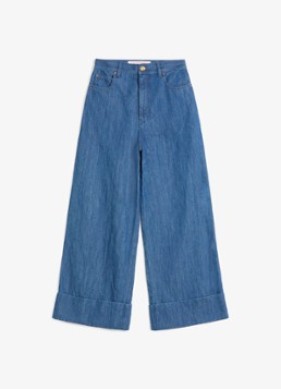 Valentino Garavani Dames High waist wide leg jeans met medium wassing in de kleur Indigo