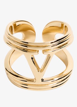 Valentino Garavani Dames Ovalette ring met logo in de kleur Goud