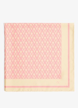 Valentino Garavani Dames Toute la V sjaal van zijde 90 x 90 cm in de kleur Roze