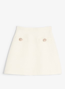Valentino Garavani Dames Minirok in zijdeblend met sierknopen in de kleur Gebroken wit