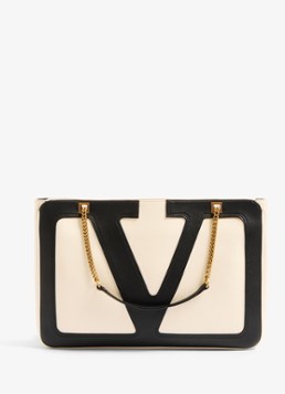 Valentino Garavani Dames Viva Superstar Medium schoudertas van lamsleer in de kleur Gebroken wit