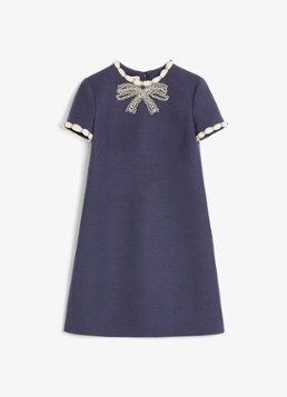 Valentino Garavani Dames Mini jurk in zijdeblend met strass in de kleur Blauw