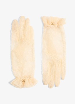 Valentino Garavani Dames Handschoenen van kant in de kleur Creme