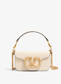 Valentino Garavani Dames Schoudertas van kalfsleer in de kleur Creme