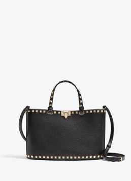 Valentino Garavani Dames Handtas van kalfsleer met studs in de kleur Zwart