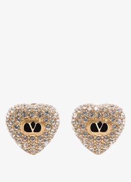 Valentino Garavani Dames Oorstekers met logo en strass in de kleur Goud