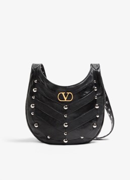 Valentino Garavani Dames Hoboho Small schoudertas van lamsleer met studs in de kleur Zwart