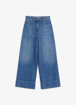 Valentino Garavani Dames High waist wide leg cropped jeans met medium wassing in de kleur Indigo