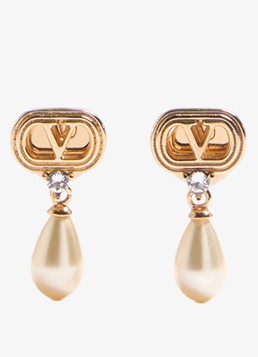 Valentino Garavani Dames Oorstekers met logo in de kleur Goud