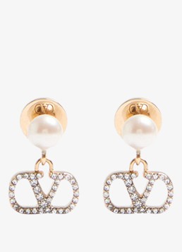 Valentino Garavani Dames Oorstekers met logo in de kleur Goud