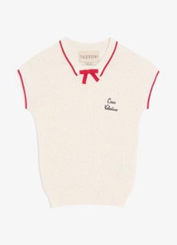 Valentino Garavani Dames Fijngebreide top met logoborduring in de kleur Gebroken wit