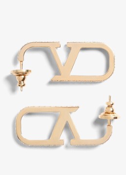 Valentino Garavani Dames Oorstekers met logo in de kleur Goud