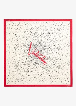 Valentino Garavani Dames Sjaal met logo 90 x 90 cm in de kleur Gebroken wit