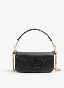 Valentino Garavani Dames Small schoudertas van lamsleer in de kleur Zwart