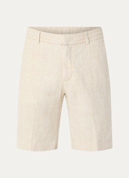 NN.07 Heren Billie straight fit korte broek van linnen met steekzakken in de kleur Beige, maat: 34