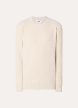 NN.07 Heren Danny grofgebreide pullover met ronde hals in de kleur Ivoor, maat: XL