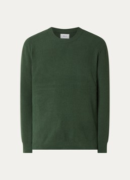 NN.07 Heren Danny grofgebreide pullover met ronde hals in de kleur Groen, maat: S