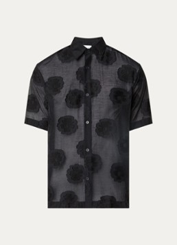 NN.07 Heren Freddy overhemd met bloemenprint in de kleur Zwart, maat: XL
