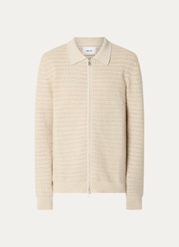 NN.07 Heren Gustav grofgebreid vest met structuur in de kleur Beige, maat: L