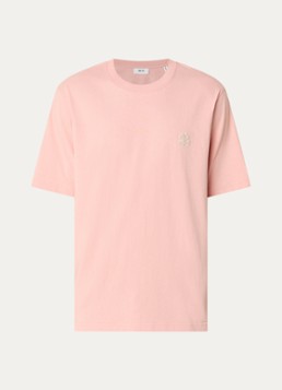 NN.07 Heren Jett T-shirt met borduring in de kleur Abrikoos, maat: S