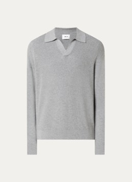 NN.07 Heren Hope regular fit polo met ribstructuur in de kleur Grijsmele, maat: XL