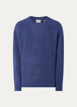 NN.07 Heren Jim fijngebreide trui in wolblend met ronde hals in de kleur Blauw, maat: M