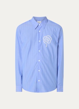 NN.07 Heren Quincy overhemd met streepprint in de kleur Blauw, maat: S